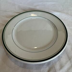 Vtg Pillivuyt Bistro Salad Bread Dessert Plate Dbl Green Stripe Restaurant Ware